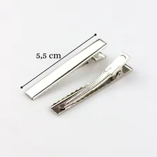 Bico De Pato Presilha Base Reta 100 Unidades 5,5cm Prata Foto mini 2