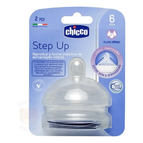 Bico Mamadeira 2 Unidades Step Up Fluxo Rápido +6m Chicco Foto 1