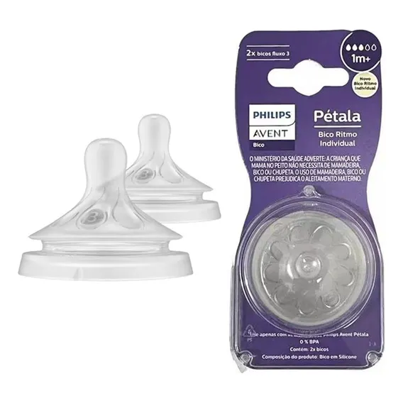 Bico Mamadeira PĂ©tala 3.0 Fluxo NÂș3 - 1m+ - Philips Avent Foto 1