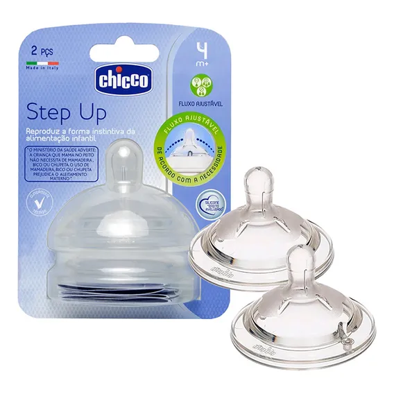Bico Para Mamadeira Step Up 4m+ Fluxo Ajustável 2un - Chicco Foto 1