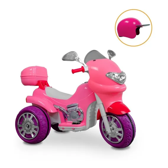 Biemme Sprint Turbo Mini Moto Elétrica Triciclo Menina C/ Capacete 12v Cor Rosa Foto 1