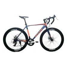 Bike Speed 700 Quadro Alumínio Shimano 21v Cor Azul/laranja Tamanho Do Quadro 53x56 Foto  mini 1