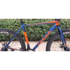 Bike Speed 700 Quadro Alumínio Shimano 21v Cor Azul/laranja Tamanho Do Quadro 53x56 Foto mini 4
