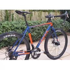 Bike Speed 700 Quadro Alumínio Shimano 21v Cor Azul/laranja Tamanho Do Quadro 53x56 Foto mini  3