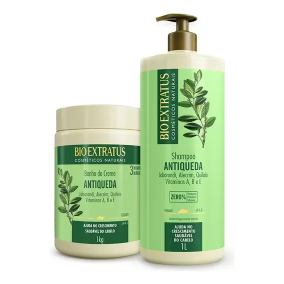 Bio Extratus Kit Jaborandi Antiqueda Shampoo/ Banho Creme 1l Foto 1
