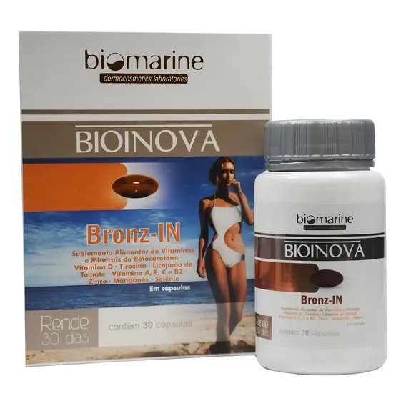 Bioinova Bronz-in Bronzeamento Em Capsulas 30cps Biomarine Foto 1