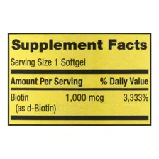 Biotina 1000 Mcg Spring Valley- 150 Capsulas -importada Eua Sabor Sem Sabor Foto mini 4