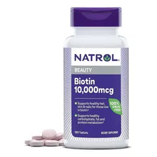 Biotina 10000mcg 100 Tabletes - Cabelo, Pele E Unhas - Natrol Importado Foto  mini 1