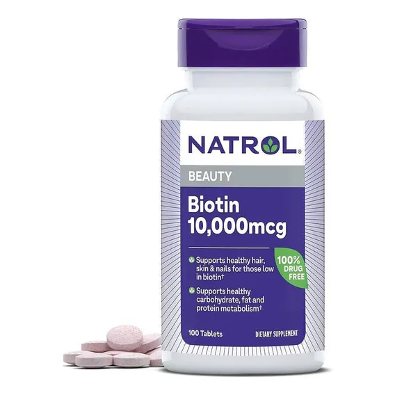 Biotina 10000mcg 100 Tabletes - Cabelo, Pele E Unhas - Natrol Importado Foto 1