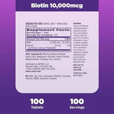 Biotina 10000mcg 100 Tabletes - Cabelo, Pele E Unhas - Natrol Importado Foto mini 4