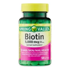 Biotina 5000 Mcg Spring Valley® - 120 Capsulas - Eua Sabor Sem sabor Foto  mini 1