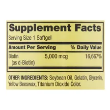 Biotina 5000 Mcg Spring Valley® - 120 Capsulas - Eua Sabor Sem sabor Foto mini  3
