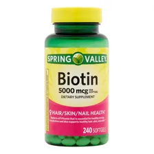Biotina Spring Valley 5.000 Mcg - 240 Cápsulas - Sabor Sem sabor Foto mini 2