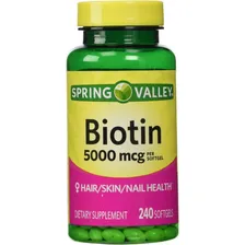 Biotina Spring Valley 5.000 Mcg - 240 Cápsulas - Sabor Sem sabor Foto mini 1