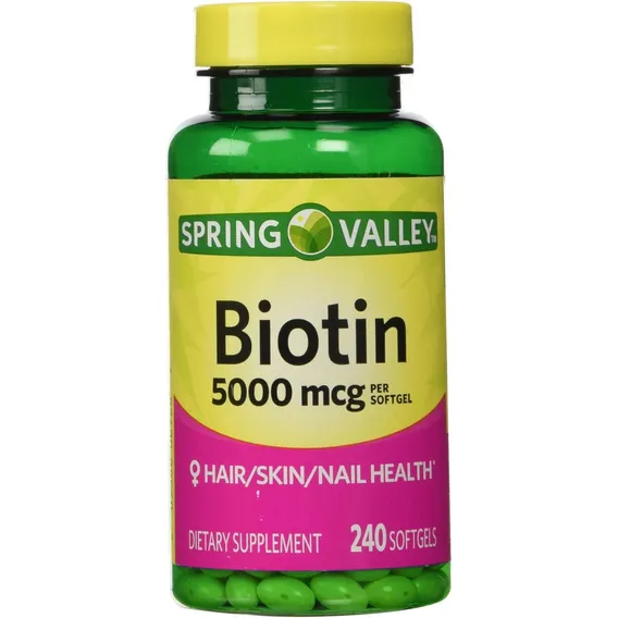 Biotina Spring Valley 5.000 Mcg - 240 Cápsulas - Sabor Sem sabor Foto 1