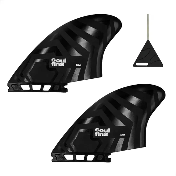 Biquilha Future Preta 2 Quilhas Laterais Surf Fishboard Retro Bi-quilha Fish Future Sb2 Soul Fins Par de Quilhas Com Estojo Quilhas Injetadas Rígidas Surf Foto 1