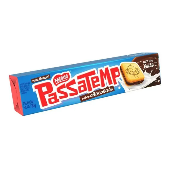 Biscoito Passatempo Nestlé Recheado Chocolate 130g Foto 1
