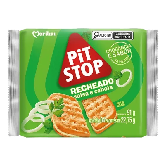 Biscoito Pit Stop Recheado Salsa E Cebola Marilan 91g Foto 1