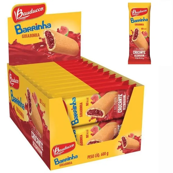 Biscoito Recheado Goiabinha Bauducco Caixa Com 20 Barrinha Foto 1