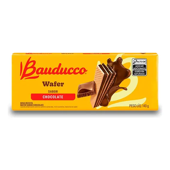 Biscoito Wafer Bauducco Chocolate 140g Foto 1