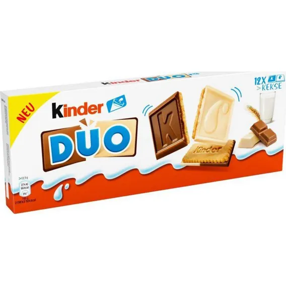 Biscoitos Kinder Duo Chocolate Branco E Ao Leite 150g Foto 1