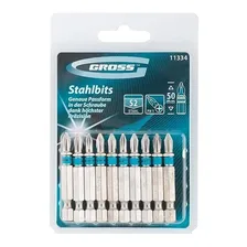 Bits Kit 50mm Phillips Ponta 3/16 Ph1 10 Peças Gross 11334 Foto mini 1