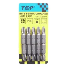 Bits Ponteira Philips Ph3-25mm Encaixe¼ Aço S2 10pçs Top Foto mini 1