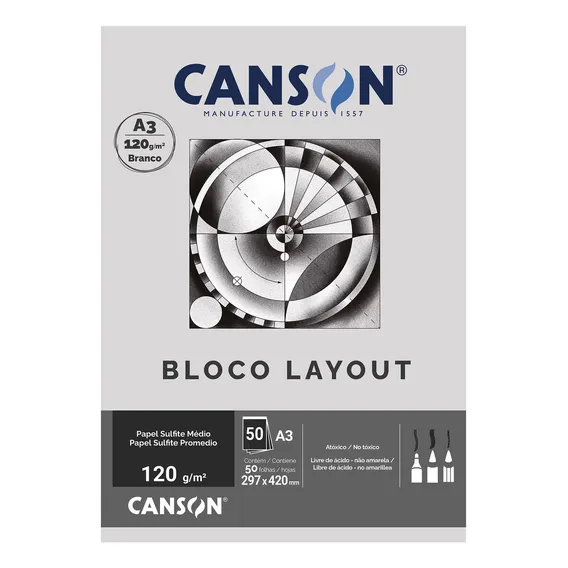 Bloco A3 Papel Layout 120 Gr Com 50 Fls Foto 1