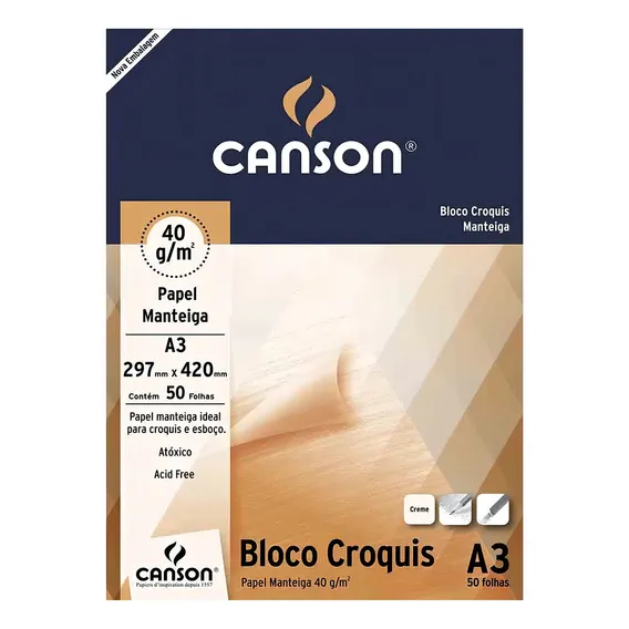 Bloco Canson Croquis (sulfurise Nac) A3 40g/m2 Foto 1