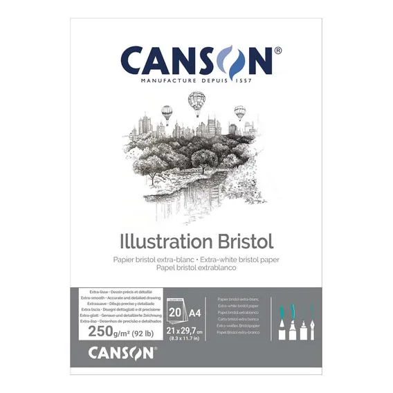 Bloco Canson Illustration Bristol A4 250g/m2 20 Folhas Foto 1