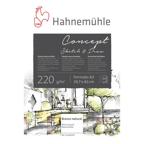 Bloco Concept Sketch & Draw A3 Hahnemühle 220g 20 Folhas Foto 1
