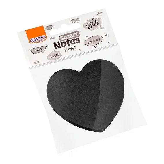Bloco De Anotações 70x70mm Coração Preto 50 Folhas Foto 1