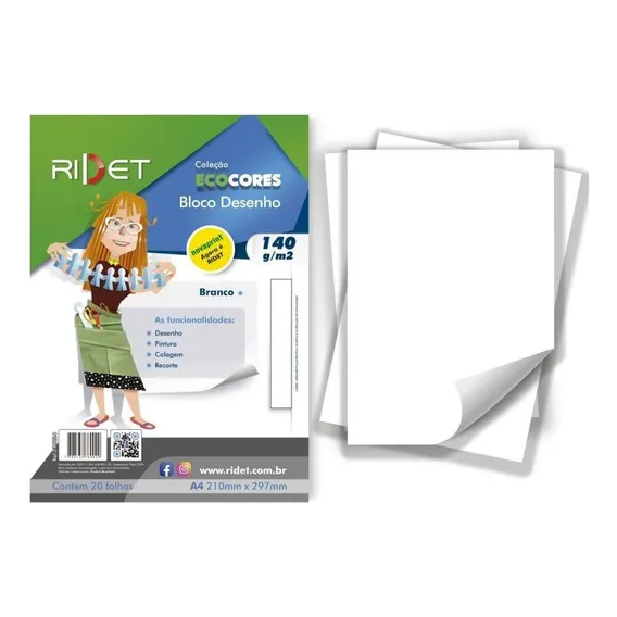Bloco De Desenho Branco 20fls 140g Novaprint Papel Artistico Foto 1