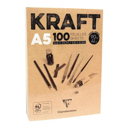 Bloco De Papel Kraft A5 100 Folhas Clairefontaine Foto 1
