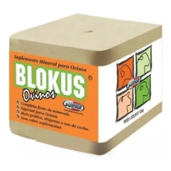 Bloco De Sal Mineral Ovinos Blokus Nutrição Carneiros 12kg Foto 1