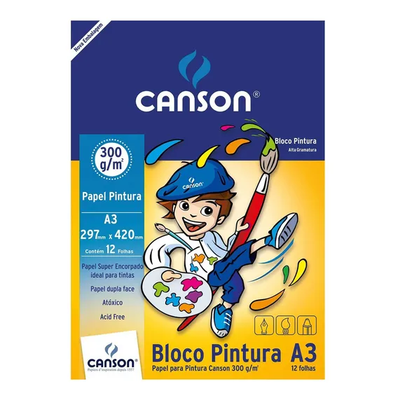 Bloco Desenho A3 Branco Canson 300g 12fls Bloco Pintura Foto 1