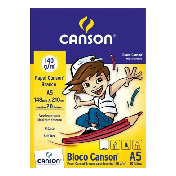 Bloco Desenho A5 140g 20 Folhas Branco Canson Foto 1