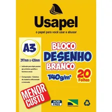 Bloco Desenho Branco A3 140g 20 Folhas Usapel Foto  mini 1
