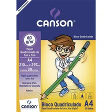 Bloco Escolar Quadriculado 10mm A4 Com 60g 30folhas Canson Foto  mini 1