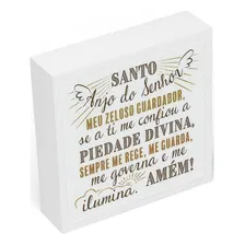 Bloco Infantil Oração Do Santo Anjo Madeira Branco Foto mini  3
