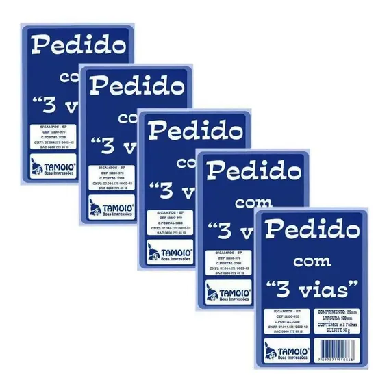 Bloco Pedido 1/36 Tamoio 3 Vias Pequeno 75 Folhas 20 Blocos Foto 1