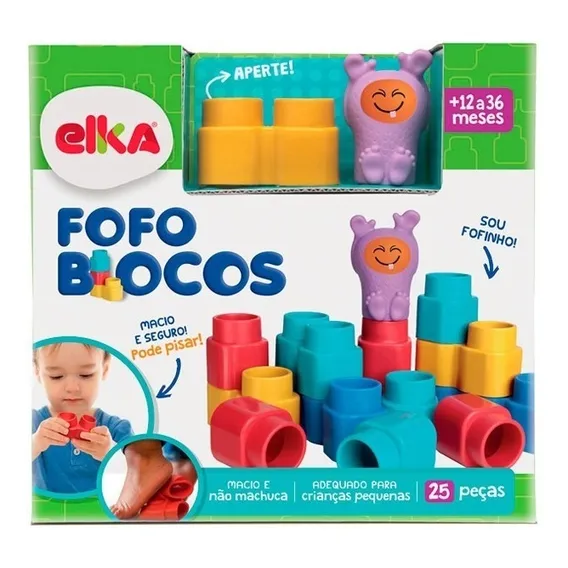 Blocos Montar Macio Bebê Fofo Blocos 25 Peças Original Elka Foto 1