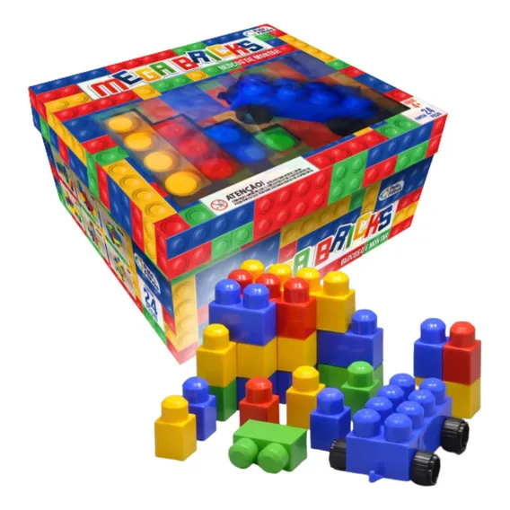 Blocos Montar Mega Bricks Educativo Infantil Encaixe Grande Foto 1