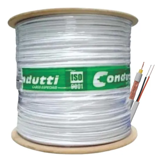 Bobina Cabo Coaxial 4mm Cftv Bipolar Master 300m Condutti Foto 1