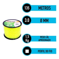 Bobina Fio Nylon Roçadeira 3mm Quadrado 1,5kg 135 Metros Foto mini  2