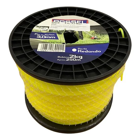 Bobina Fio Nylon Roçadeira 3mm Redondo 250mts 2kg Foto 1