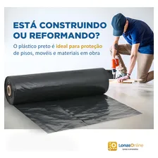 Bobina Lona Plástica Preta 4x50 5kg Construção Pintura Obra Foto mini 3