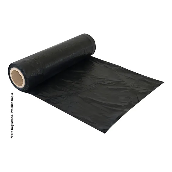 Bobina Lona Plástica Preta 4x50 5kg Construção Pintura Obra Foto 1