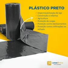 Bobina Lona Plástica Preta 4x50 5kg Construção Pintura Obra Foto mini 4