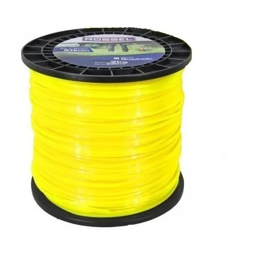 Bobina Rolo Fio Corte Nylon Roçadeira 3mm 2kg 220m Quadrado Cor Amarelo Foto 1